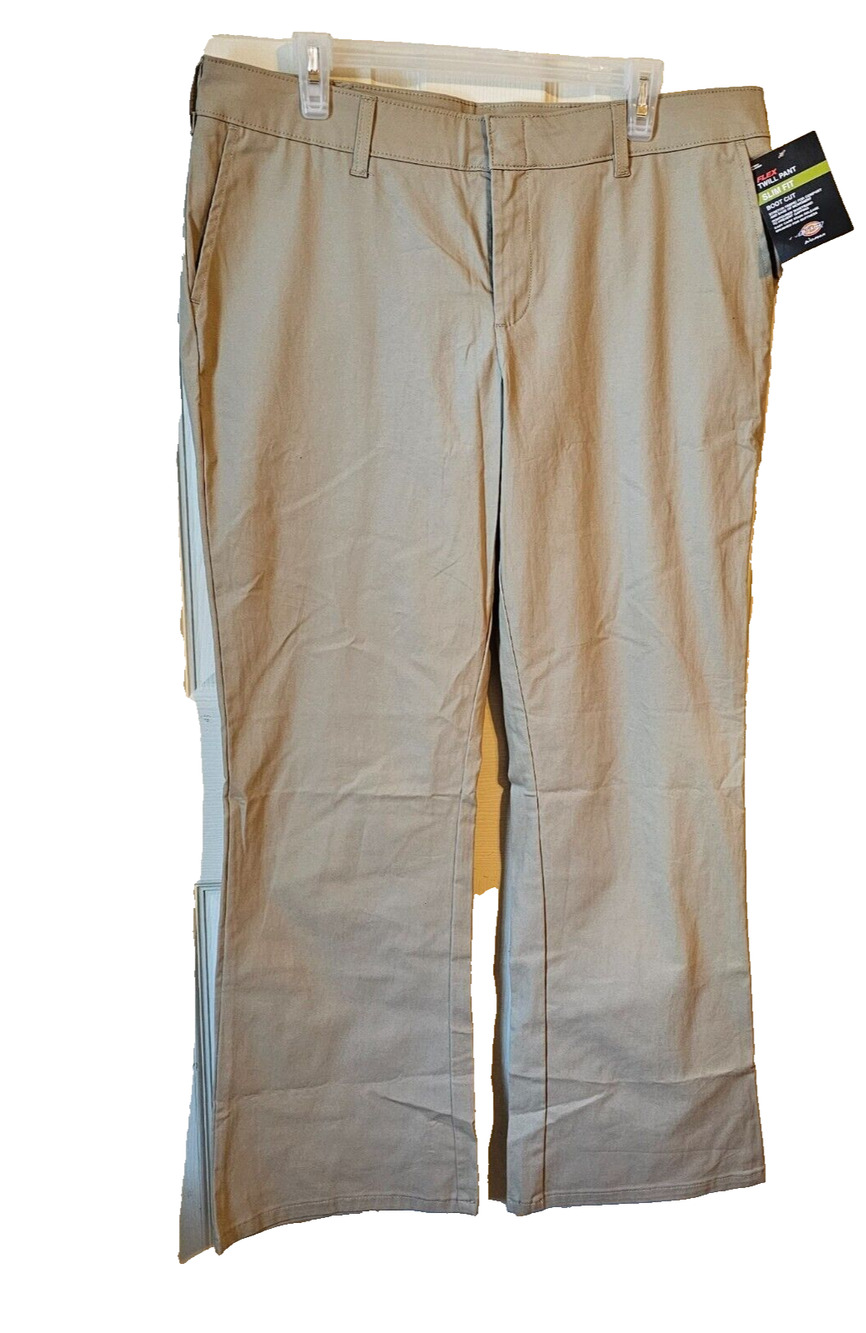 Dickies Women's Flex Twill Boot Cut Work Pants Khaki Stretch Size 14R NWT